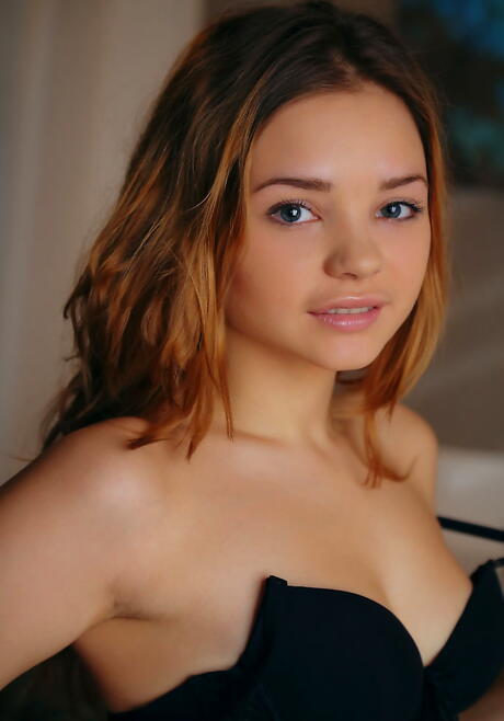 Very attractive redheaded youthful Colleen A in underwear exhibits tiny tits and spreads her legs 